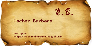 Macher Barbara névjegykártya